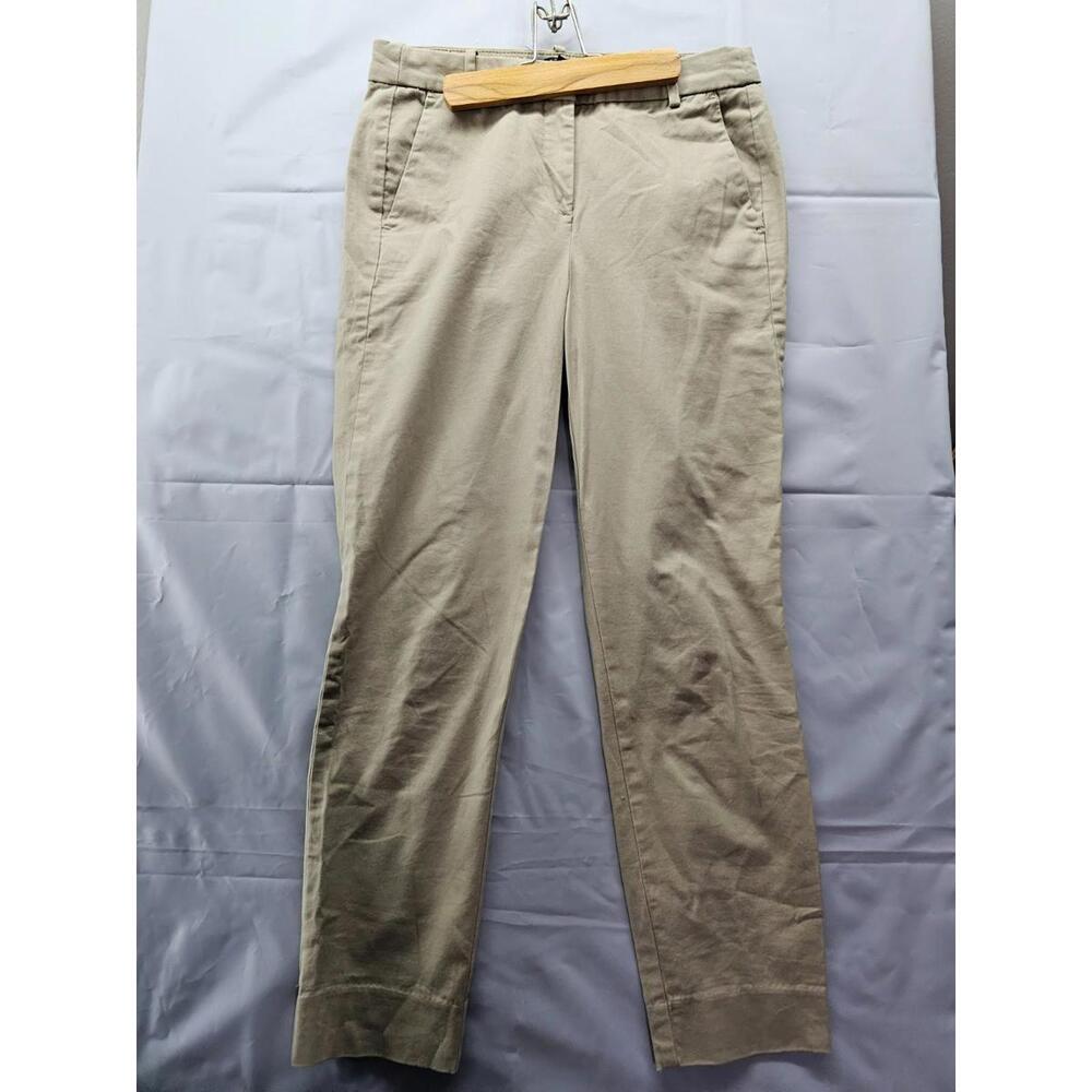 J.CREW High Rise Girlfriend Chino Pants Size 2 Tan Khaki Straight Ankle AD156